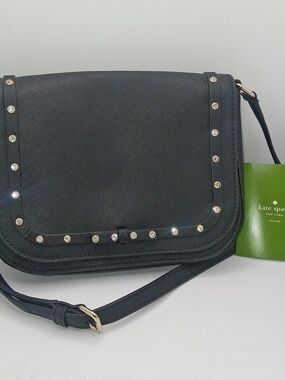 kate spade Black Studded Flap Crossbody Bag New